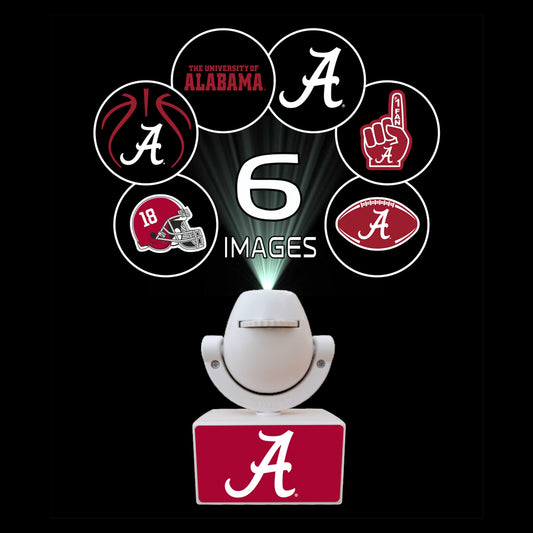 Set of sports team logos on small platforms with a camera on top, featuring Ohio State, Michigan, Florida, Texas, and Georgia.