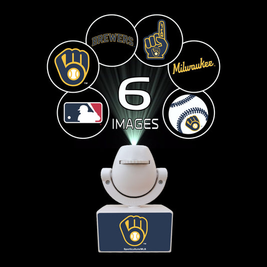 Set of sports team logos on small white stands with text 'Select Your Team From The Drop Down Menu!'.