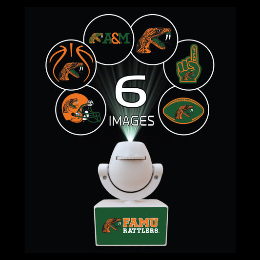 Set of sports team logos on small platforms with a camera on top, featuring Ohio State, Michigan, Florida, Texas, and Georgia.