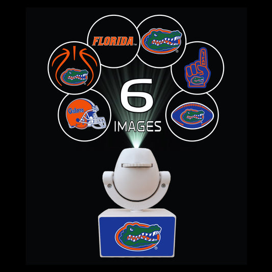 Set of sports team logos on small platforms with a camera on top, featuring Ohio State, Michigan, Florida, Texas, and Georgia.