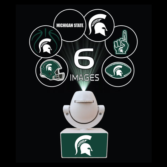 Set of sports team logos on small platforms with a camera on top, featuring Ohio State, Michigan, Florida, Texas, and Georgia.