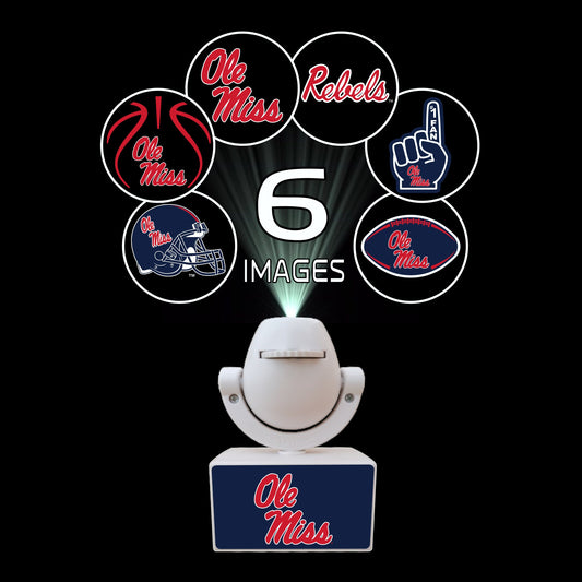 Set of sports team logos on small platforms with a camera on top, featuring Ohio State, Michigan, Florida, Texas, and Georgia.