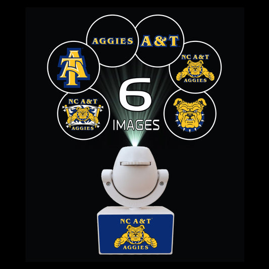 Set of sports team logos on small platforms with a camera on top, featuring Ohio State, Michigan, Florida, Texas, and Georgia.