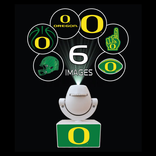 Set of sports team logos on small platforms with a camera on top, featuring Ohio State, Michigan, Florida, Texas, and Georgia.