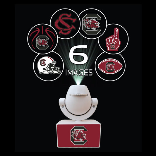 Set of sports team logos on small platforms with a camera on top, featuring Ohio State, Michigan, Florida, Texas, and Georgia.