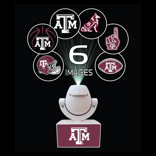 Set of sports team logos on small platforms with a camera on top, featuring Ohio State, Michigan, Florida, Texas, and Georgia.