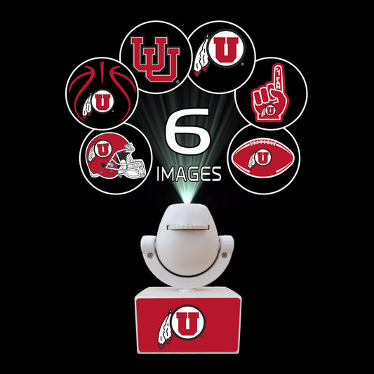 Set of sports team logos on small platforms with a camera on top, featuring Ohio State, Michigan, Florida, Texas, and Georgia.