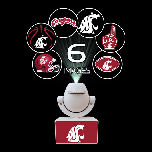 Set of sports team logos on small platforms with a camera on top, featuring Ohio State, Michigan, Florida, Texas, and Georgia.