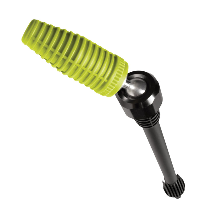 Green textured spray nozzle on a white background