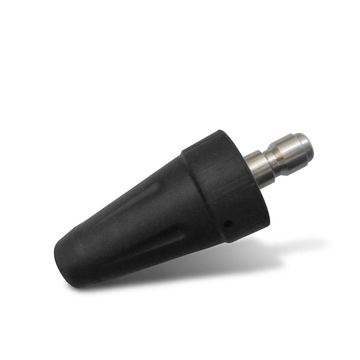 Black and silver drill bit on a white background