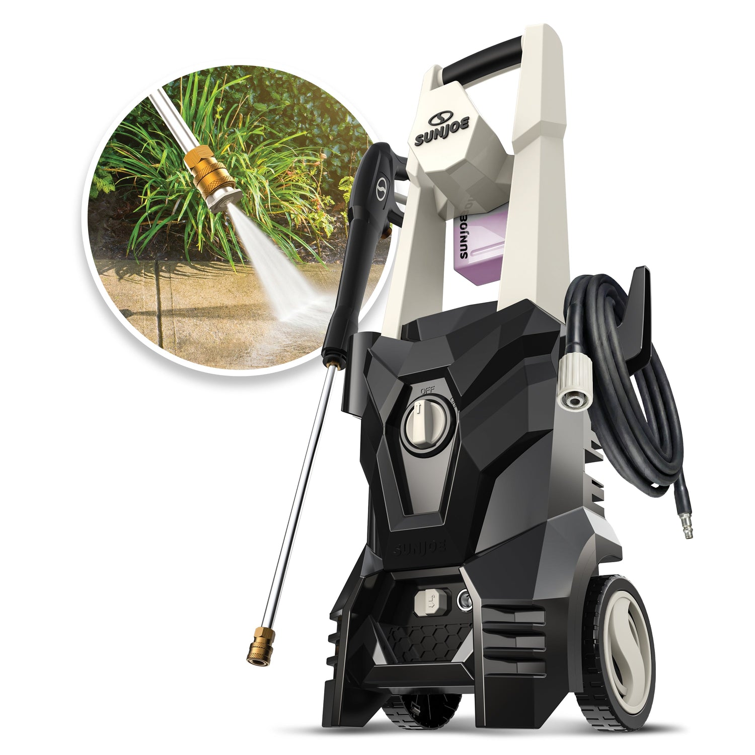 Surge electric pressure washer with nozzle and hose on a white background