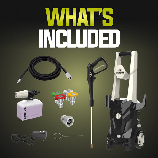 Surge electric pressure washer with nozzle and hose on a white background