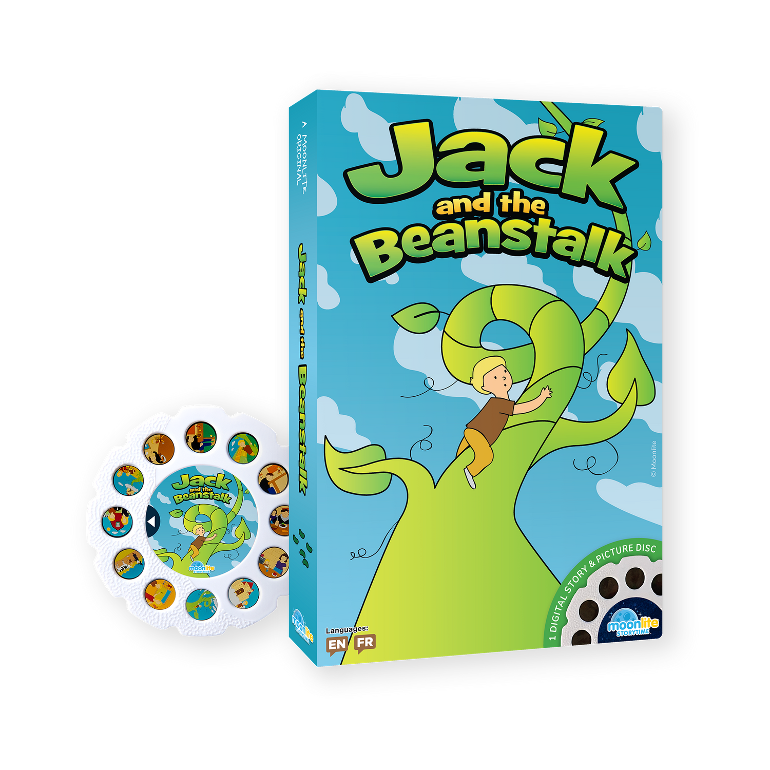 Children's book titled 'Jack and the Beanstalk' with a colorful cover and character illustration.