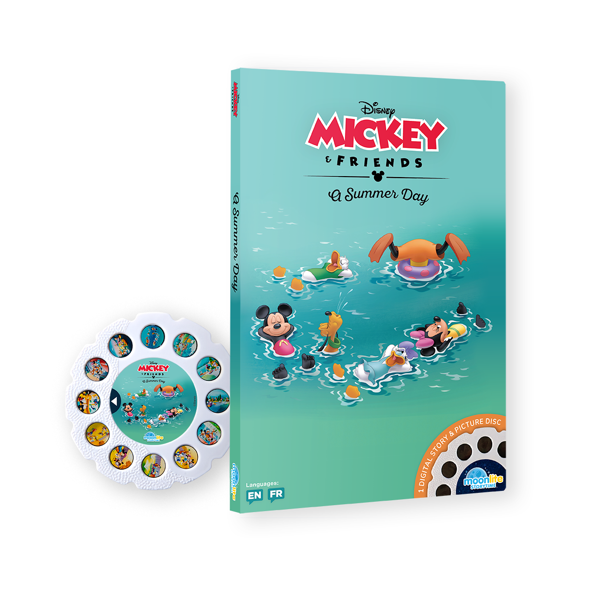 Disney Mickey & Friends book with a summer theme and a disc on a white background