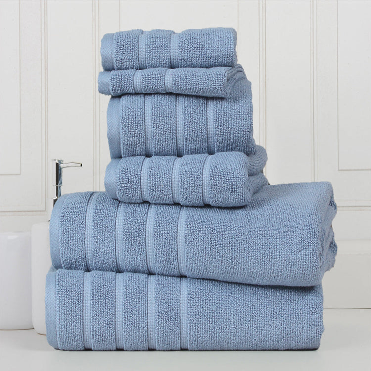 Bibb Home 6-Piece Zero Twist Egyptian Cotton Towel Set