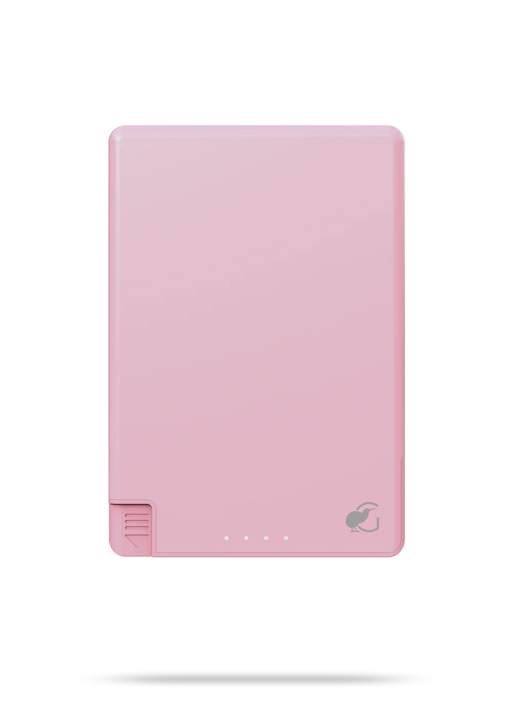 Pink power bank on a white background
