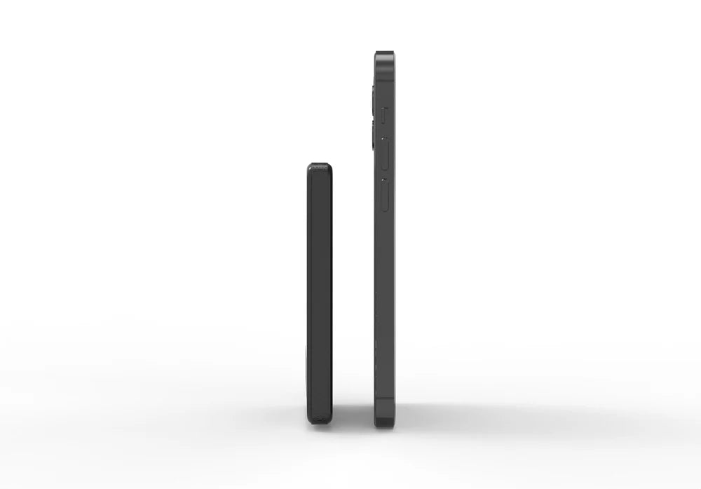 Two black cylindrical objects on a white background