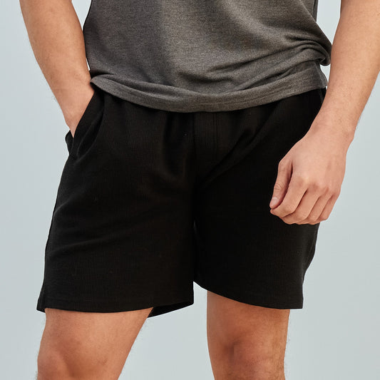 Black Soffle Waffle Shorts