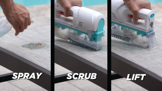 Cleaning tool with attachments on a white background