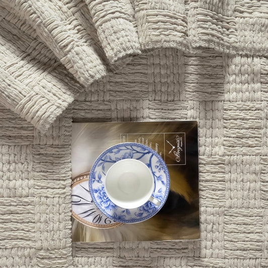 Kathy Ireland Oversized Chenille Fringed Basket Throw 50” X 70” - Stone