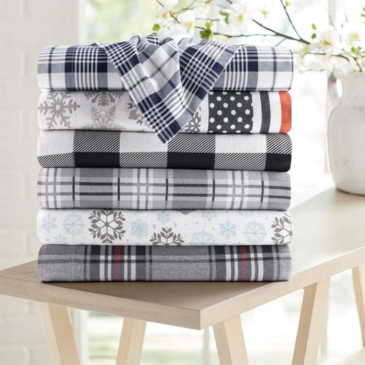 Kathy Ireland 100% Turkish Cotton Flannel Sheet Set - Gray Blue Frost
