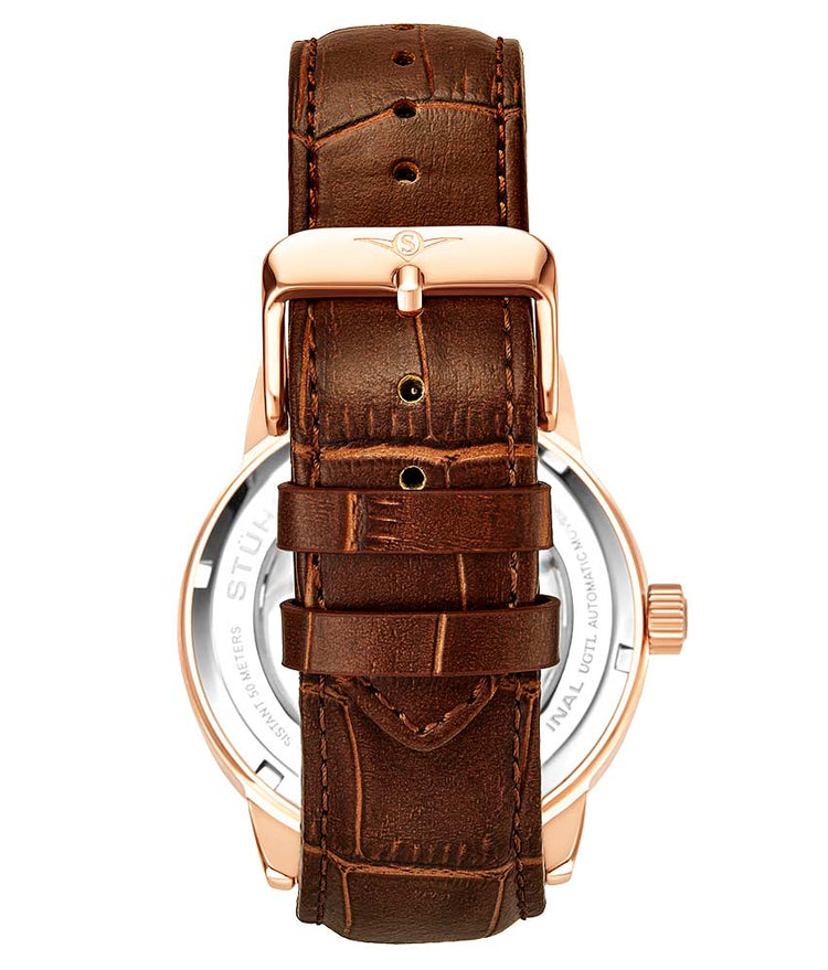 Silver Dial / Rose Case / Brown Band