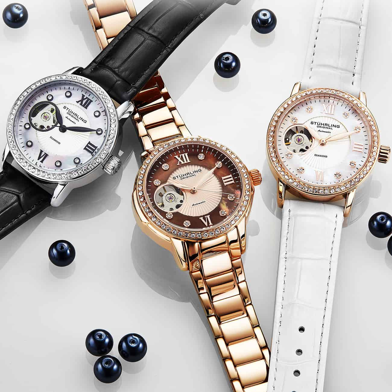 Silver Dial / Rose Case / White Band