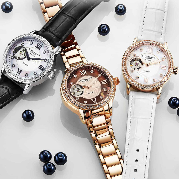Silver Dial / Rose Case / White Band