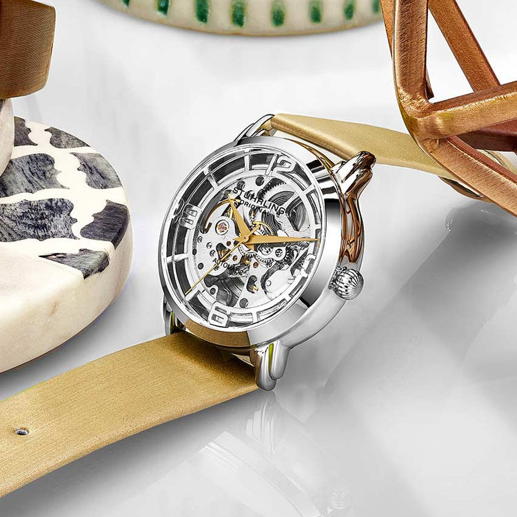 Silver Dial / Silver Case / Beige Band