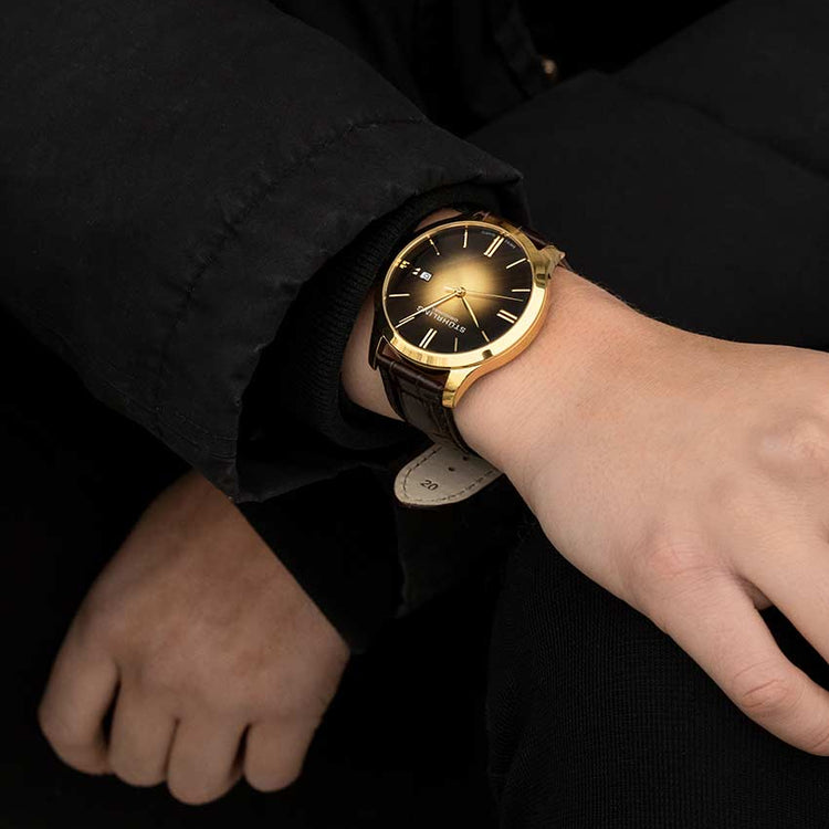 Rose Dial / Gold Case / Brown Band