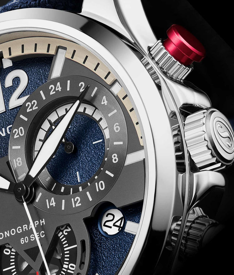 Blue Dial / Silver Case / Blue Leather Strap Silver Tang Buckle