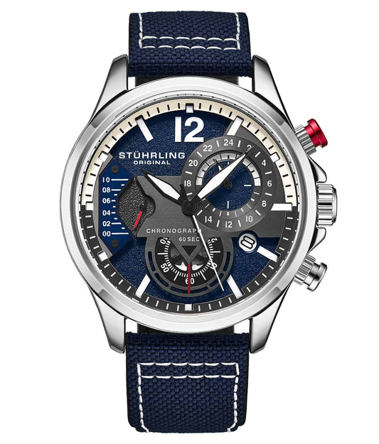 Blue Dial / Silver Case / Blue Leather Strap Silver Tang Buckle