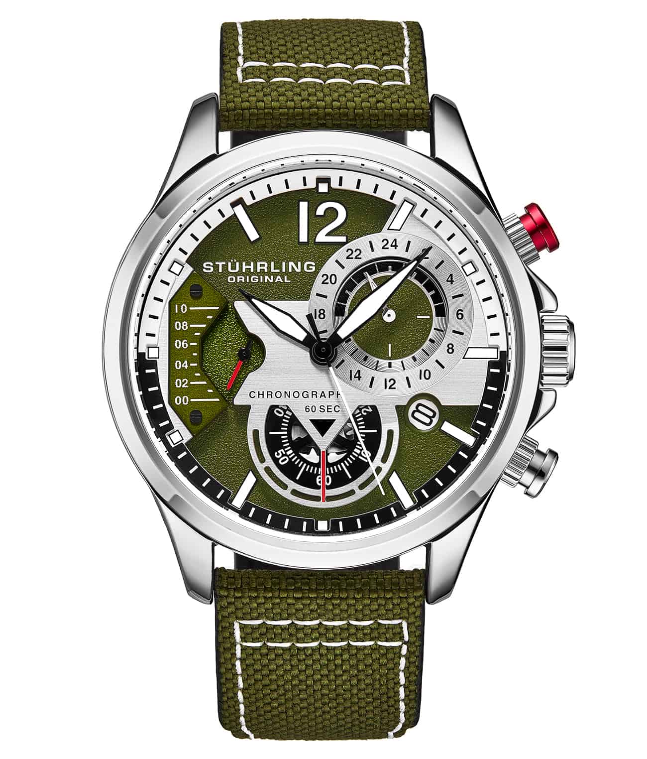 Green Dial / Silver Case / Green Leather Strap Silver Tang Buckle