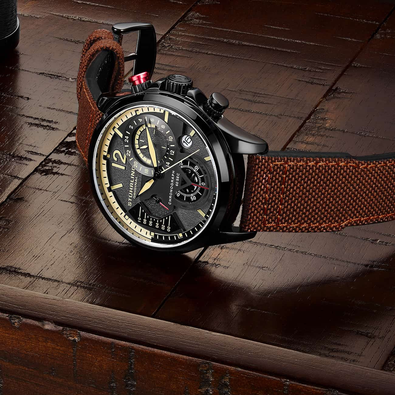 Grey Dial / Black Case / Brown Leather Strap Black Tang Buckle