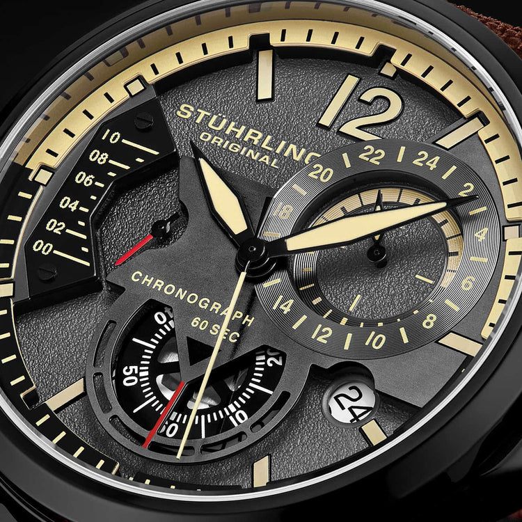 Grey Dial / Black Case / Brown Leather Strap Black Tang Buckle