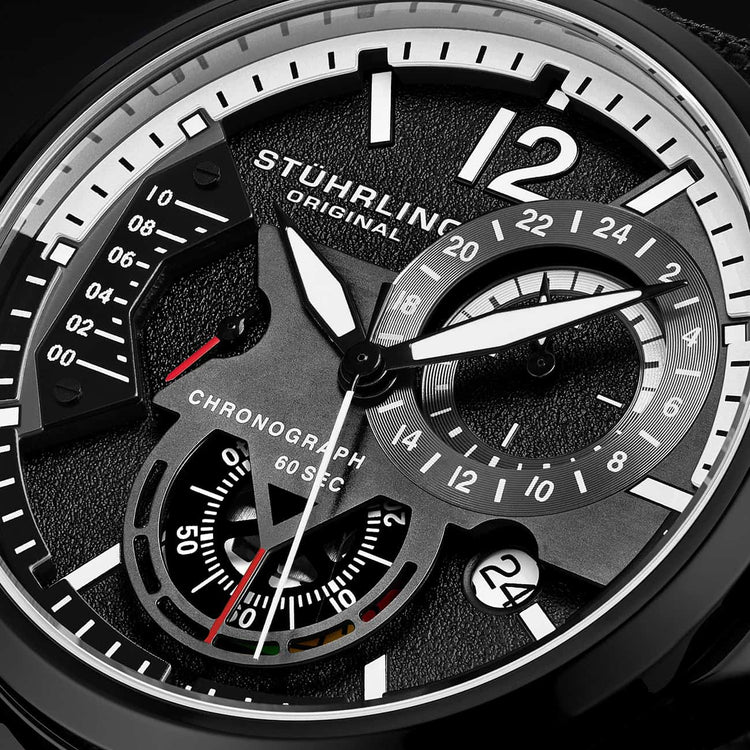 Black Dial / Black Case / Black Leather Strap Black Tang Buckle