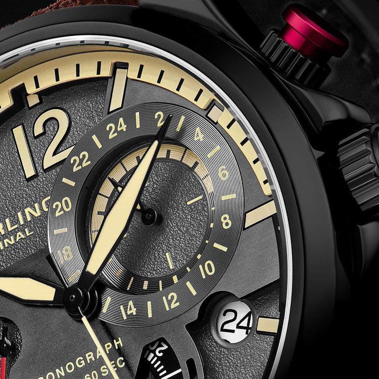 Black Dial / Black Case / Black Leather Strap Black Tang Buckle