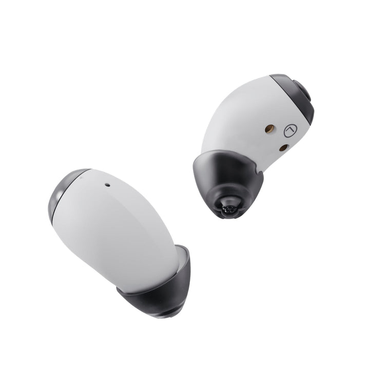 White and gray electronic device on a white background