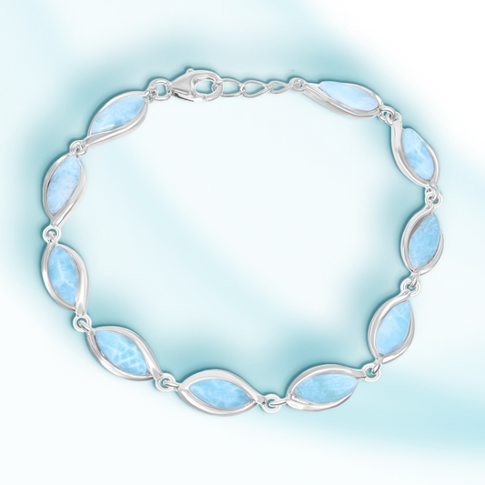 Sterling Silver Marquise Larimar Bracelet