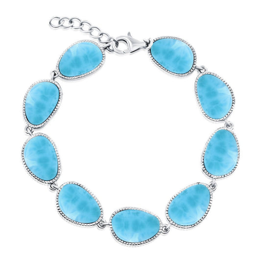 Sterling Silver, Irregular-Shaped Larimar Bracelet