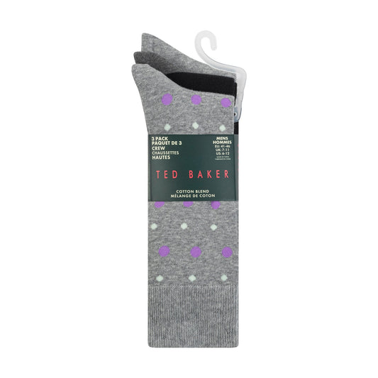 TED BAKER 3PK MENS NON TERRY CREW - MENS SHOE SIZE 8-12, BLUE 421