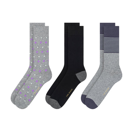 TED BAKER 3PK MENS NON TERRY CREW - MENS SHOE SIZE 8-12, BLUE 421