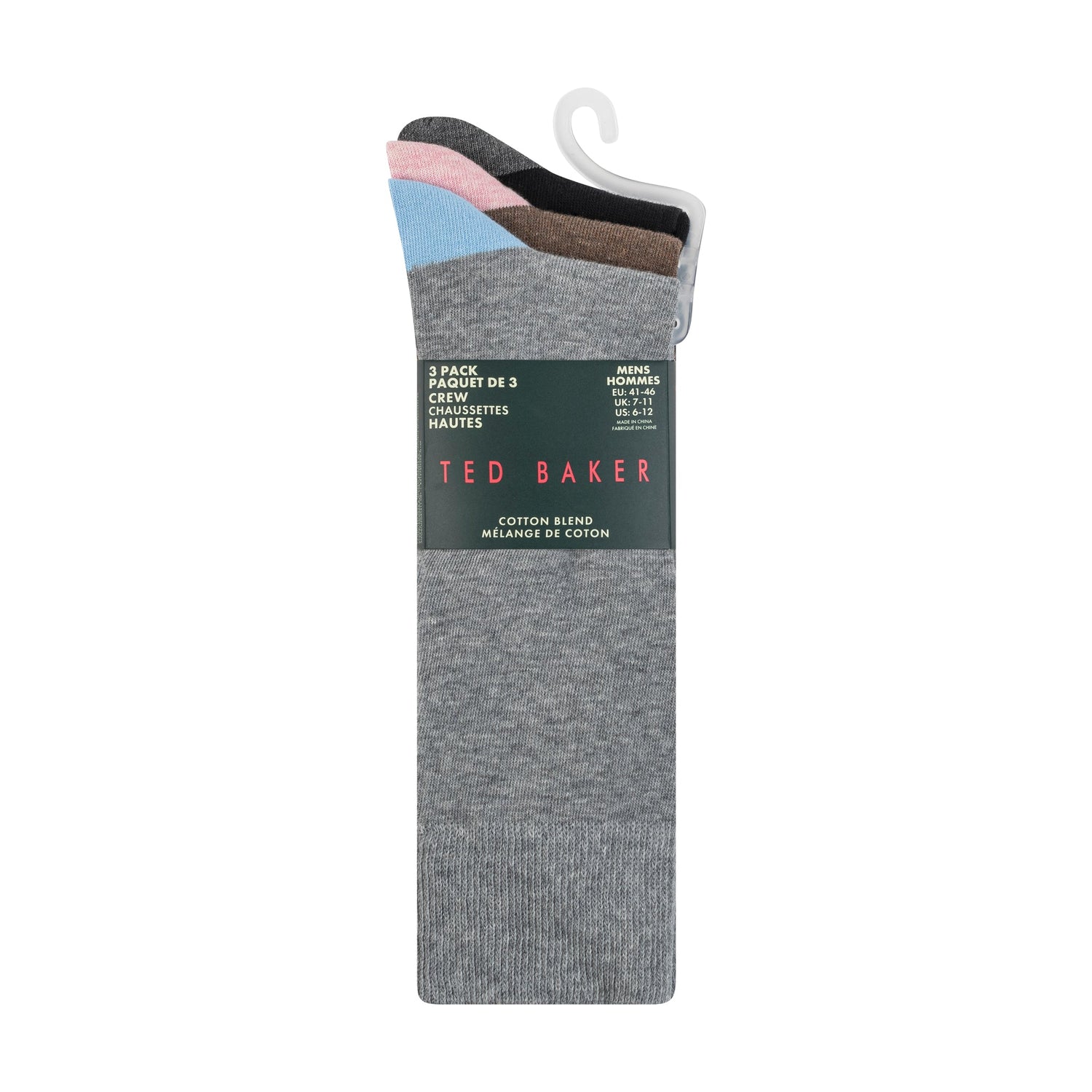 TED BAKER 3PK MENS NON TERRY CREW - MENS SHOE SIZE 8-12, BLUE 030