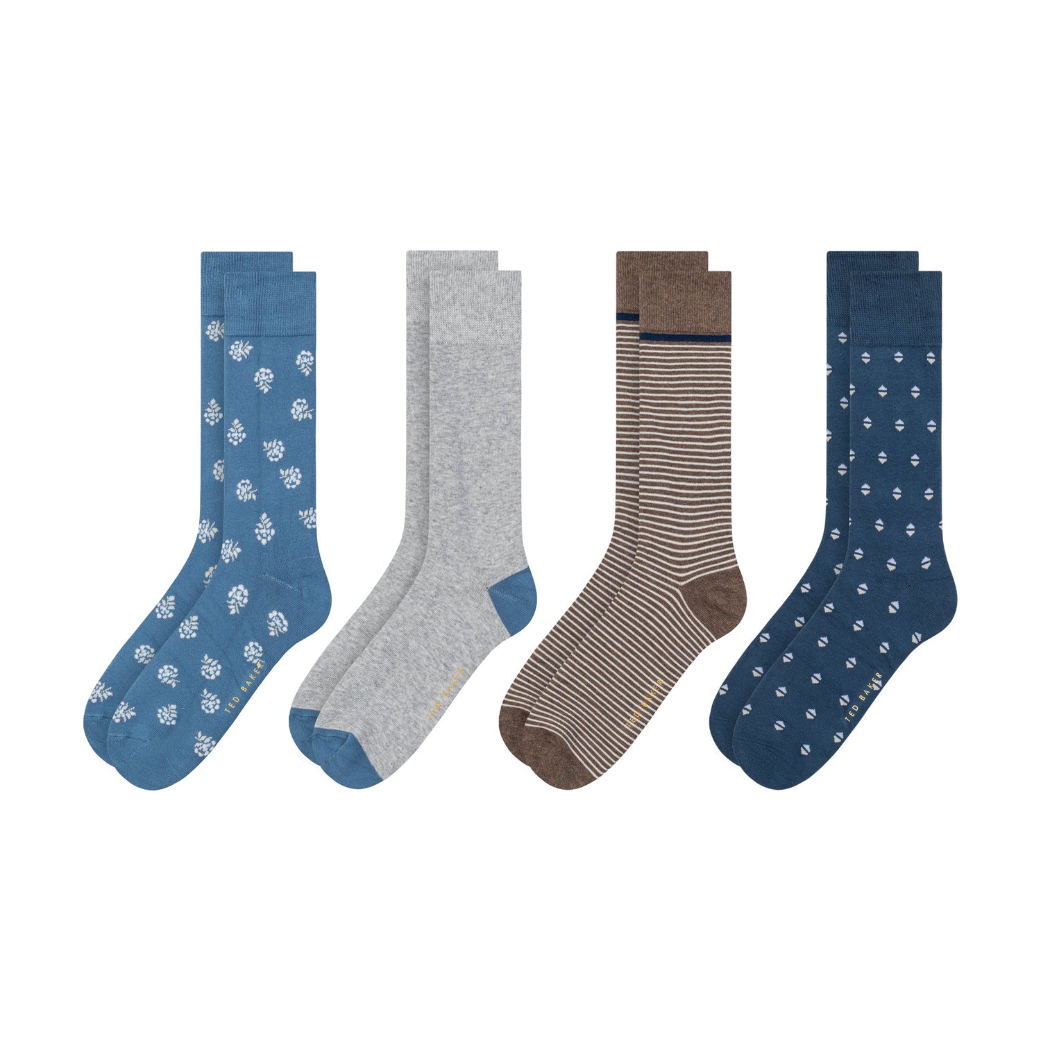 TED BAKER 4PK MENS DRESS CREW BOX SET - MENS SHOE SIZE 8-12, BLUE 421
