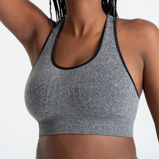 97097 - Sports Bra - Heather Gray with Black Trim