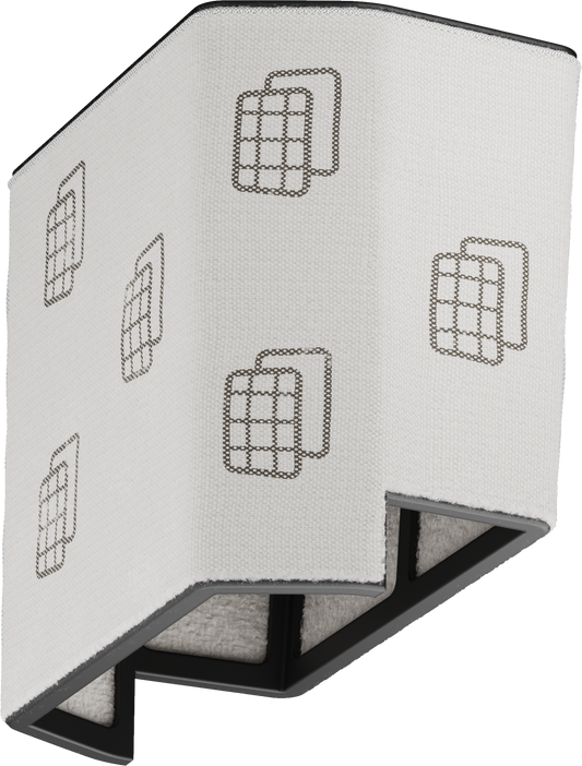 Robotic vacuum cleaner with additional filters included in the box on a white background