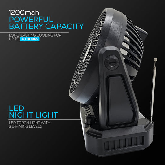 Portable Solar Fan with Speaker and Flashlight