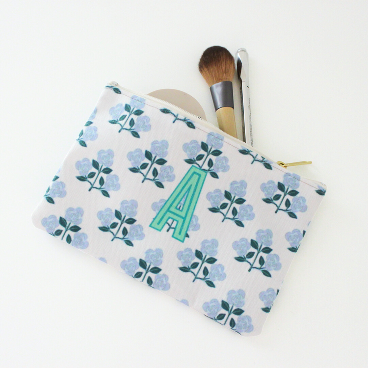 Monogrammed Flat Zip Pouch Bundle - Betsy Blue