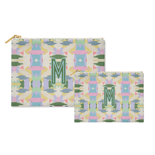 Monogrammed Flat Zip Pouch Bundle - Mila Lilac