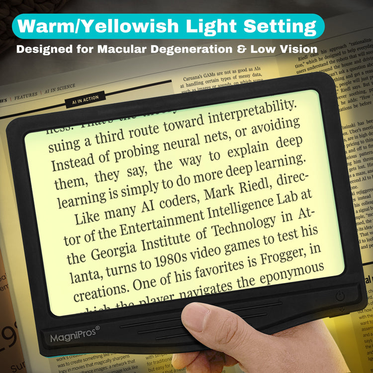 5X LED Page Magnifier with 3 Color Light Modes -24 Fully Dimmable LEDs